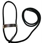 ADJ. ROPE HALTER W/ LEATHER NOSEBAND