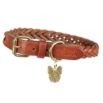 DIGBY FOX BRAIDED LEATHER DOG COLLAR SMALL