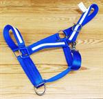 E&L LARGE BLUE W/WHITE HEAVY NYLON DRAFT HALTER 1 1/2^