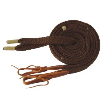 WEAVER NYLON MECATE REIN W/HORSEHAIR TASSEL - TAN