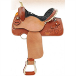 SIERRA DYLAN BARREL SADDLE, SOFT CHESTNUT W/ ROUGH OUTFENDERS - 15^