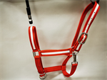 E&L LARGE RED W/WHITE HEAVY NYLON DRAFT HALTER 1 1/2^