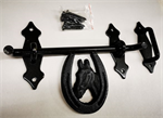 HORSESHOE BARN DOOR LATCH SET BLACK