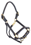 5/8^ SMALL PONY LEATHER HALTER. ADJ. BRASS PLATED