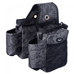 SADDLE BAG/BOTTLE PRINTS BLACK TOOLED LEATHER