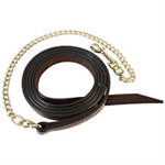 WEAVER 1^ LEATHER LEAD W/24^ BRASS PLATED CHAIN - 6'