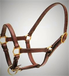 3/4^ LEATHER HORSE HALTER W/ ADJUSTABLE SNAP - HAVANA